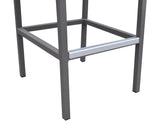 Armen Living Outdoor Barstool Armen Living | Marina Outdoor Patio Barstool in Grey Powder Coated Finish with Grey Sling Textilene and Grey Wood Accent Arms | LCMABAGR