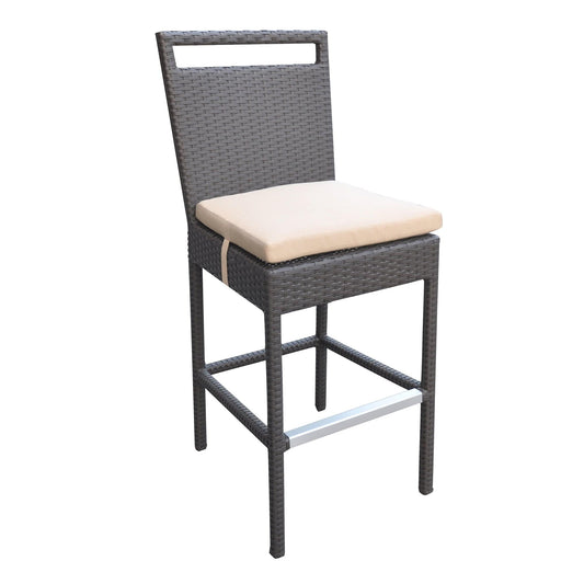 Armen Living Outdoor Barstool Armen Living | Tropez Outdoor Patio Wicker Barstool with Water Resistant Beige Fabric Cushions | LCTRBABE