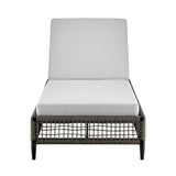 Armen Living Outdoor Chaise Lounge Armen Living | Alegria Outdoor Patio Adjustable Chaise Lounge Chair in Aluminum with Grey Rope and Cushions | LCAFLOBL