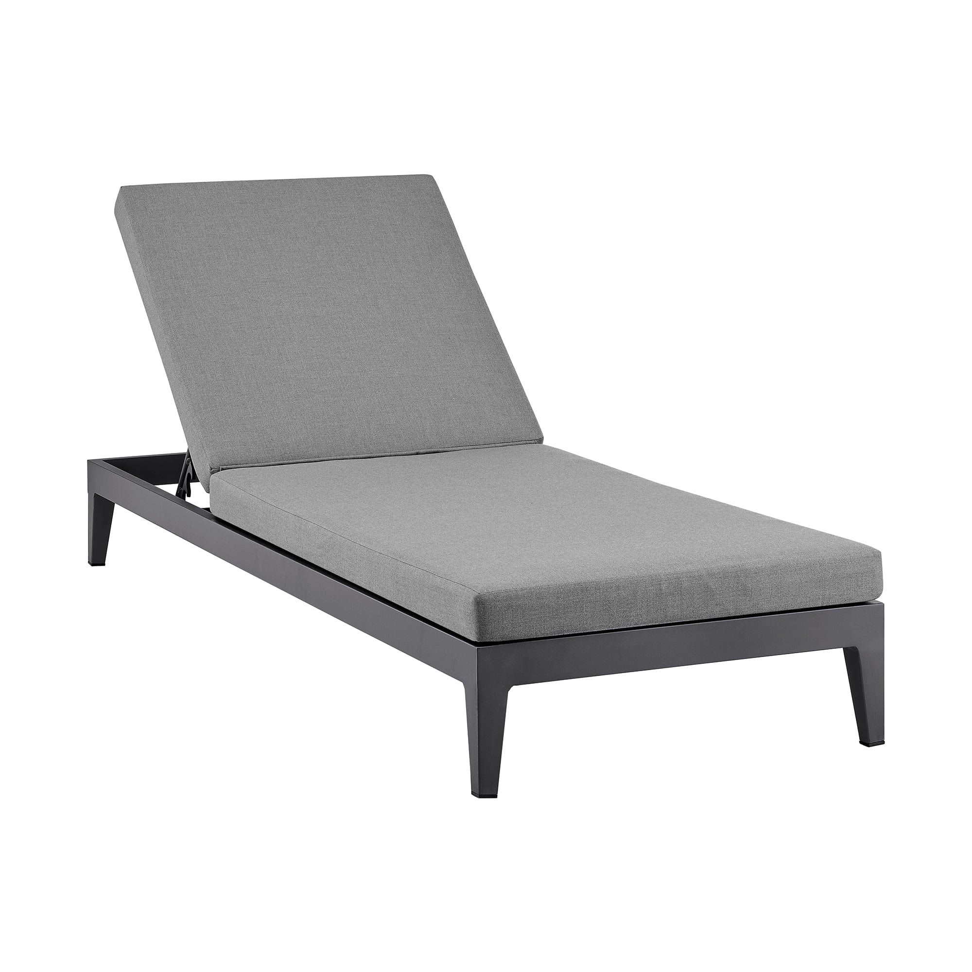 Armen Living Outdoor Chaise Lounge Armen Living | Menorca Outdoor Patio Adjustable Chaise Lounge Chair in Aluminum with Grey Cushions | LCMQLOGR