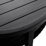 Armen Living Outdoor Coffee Table Armen Living | Cayman Black Aluminum Outdoor Round Conversation Table with Wicker Shelf | LCODCMCOBL
