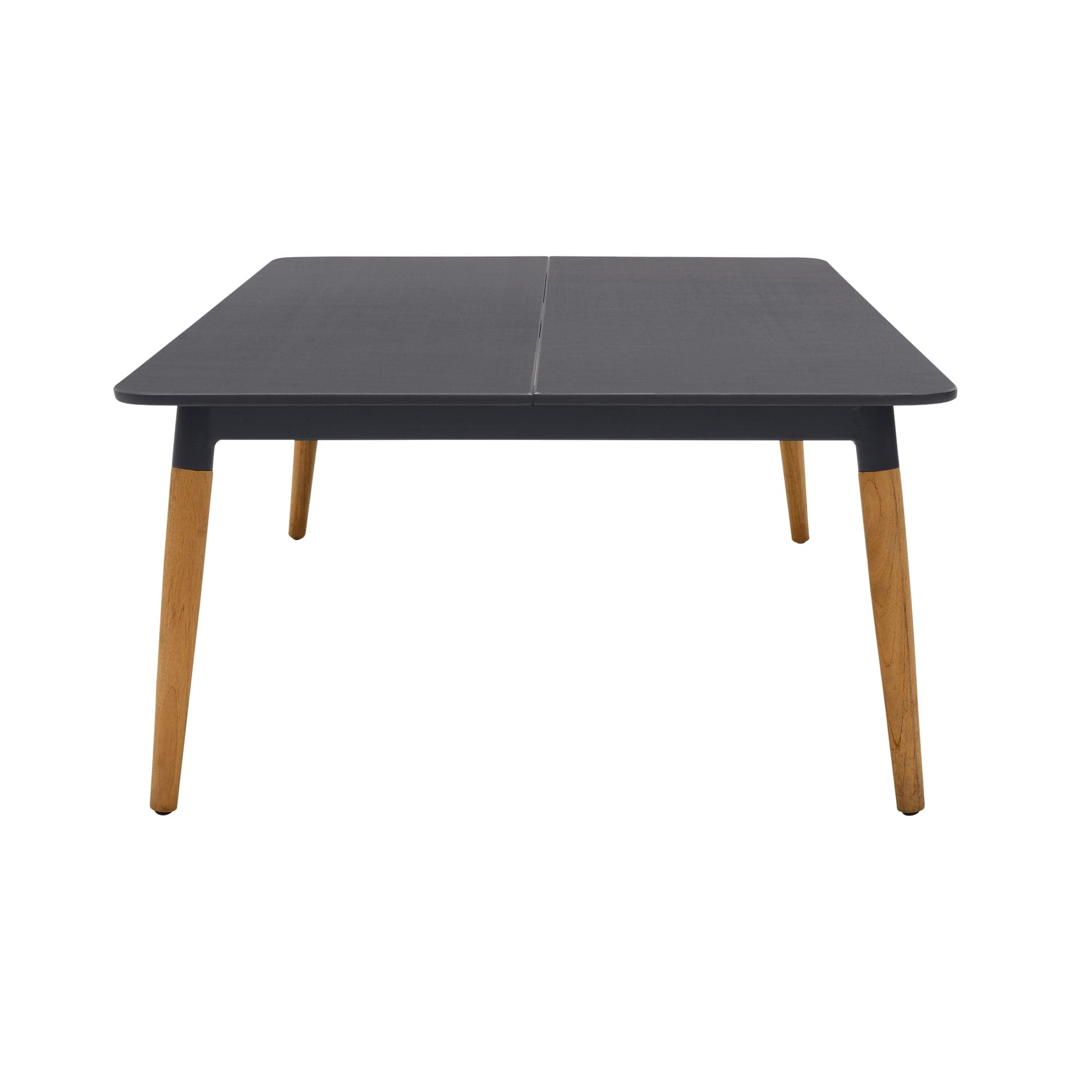 Armen Living Outdoor Coffee Table Armen Living | Ipanema Outdoor Dark Grey Rectangular Coffee Table with Teak Legs | LCIPCODGR