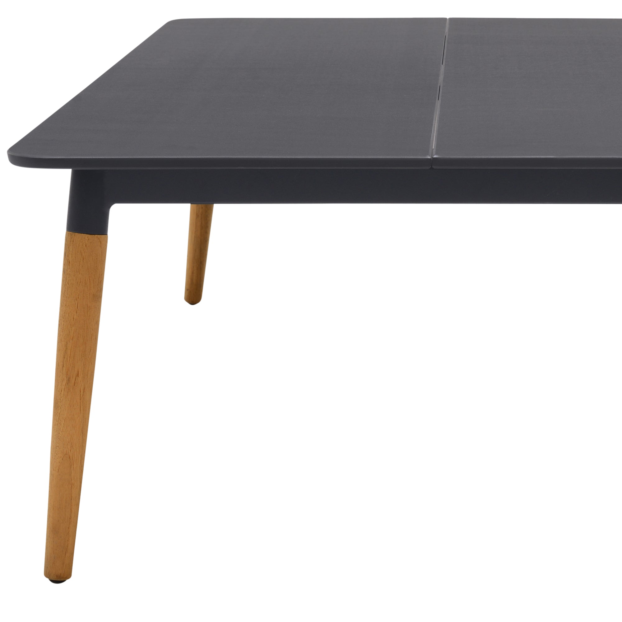 Armen Living Outdoor Coffee Table Armen Living | Ipanema Outdoor Dark Grey Rectangular Coffee Table with Teak Legs | LCIPCODGR