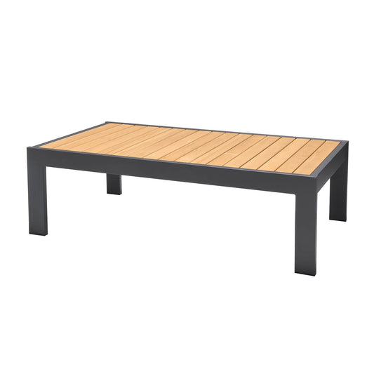 Armen Living Outdoor Coffee Table Armen Living | Palau Outdoor Coffee Table in Dark Grey with Natural Teak Wood Top | LCPACOGR