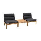 Armen Living Outdoor Conversation Set Charcoal Olefin Armen Living | Arno Outdoor 3 Piece Teak Wood Seating Set in Beige/Charcoal Olefin | SETODARLT2A1B
