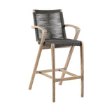 Armen Living Outdoor Counter Stool 26 / Light Armen Living | Brielle Outdoor Dark Eucalyptus Wood and Grey Rope Counter and Bar height Stool | LCBLBAGR26