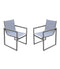 Armen Living Outdoor Dining Chair Armen Living | Bistro Outdoor Patio Dining Chair in Grey Powder Coated Finish with Grey Sling Textilene and Grey Wood Accent Arms  - Set of 2 | LCBICHGR