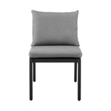 Armen Living Outdoor Dining Chair Armen Living | Cayman Outdoor Patio Dining Chairs in Aluminum with Grey Cushions - Set of 2 | LCCCSIBL