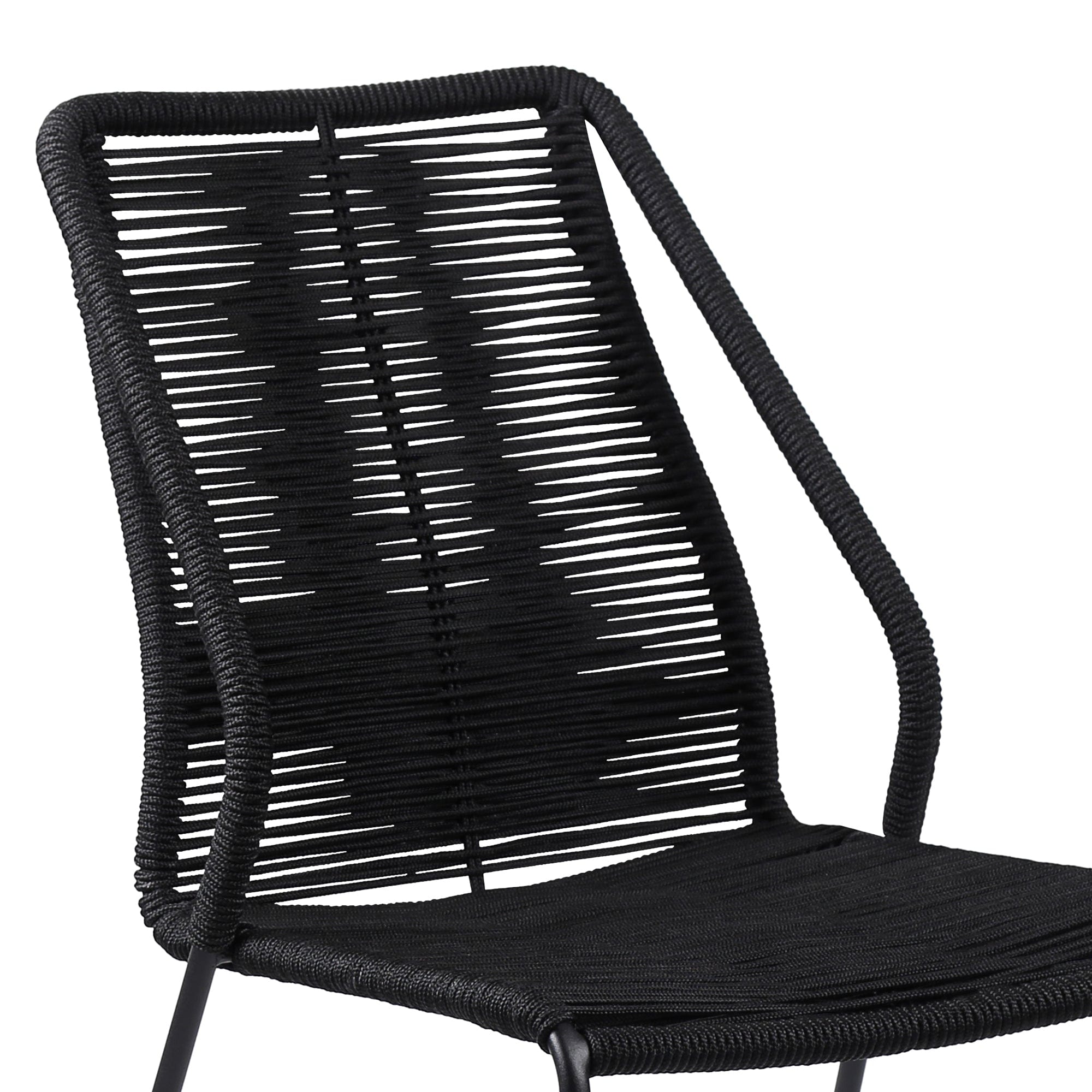 Armen Living Outdoor Dining Chair Armen Living | Clip Indoor Outdoor Stackable Steel Dining Chair with Black Rope - Set of 2 | LCCPSIBL
