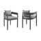 Armen Living Outdoor Dining Chair Armen Living | Menorca Outdoor Patio Dining Chairs in Aluminum with Grey Cushions - Set of 2 | LCMQCHGR