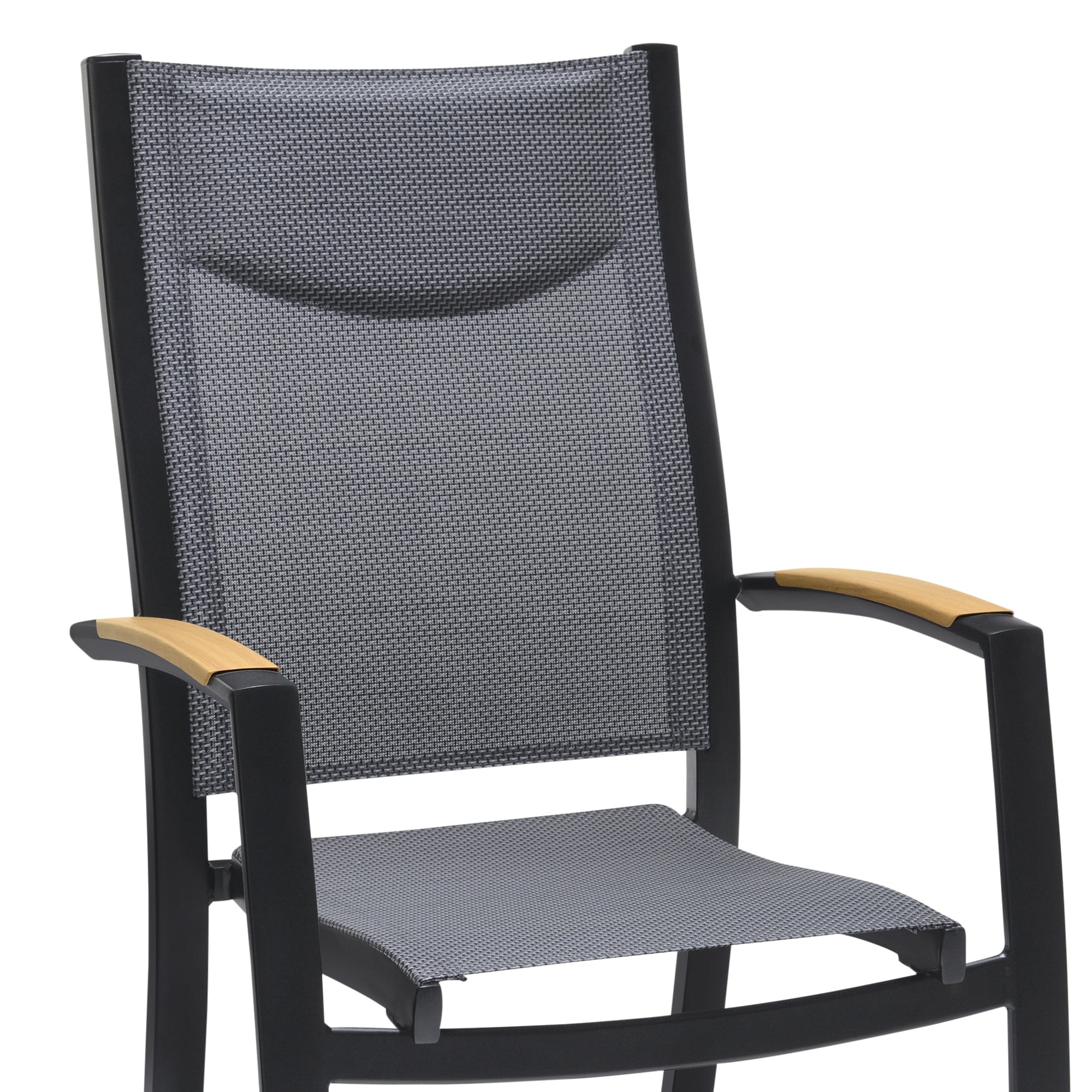 Armen Living Outdoor Dining Chair Armen Living | Panama Outdoor Black Aluminum Stacking Dining Chair - Set of 2 | LCPNCHGR
