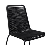 Armen Living Outdoor Dining Chair Armen Living | Shasta Outdoor Metal and Black Rope Stackable Dining Chair - Set of 2 | LCSHSIBLK