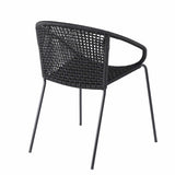 Armen Living Outdoor Dining Chair Armen Living | Snack Indoor Outdoor Stackable Steel Dining Chair with Black Rope - Set of 2 | LCSNSIBL
