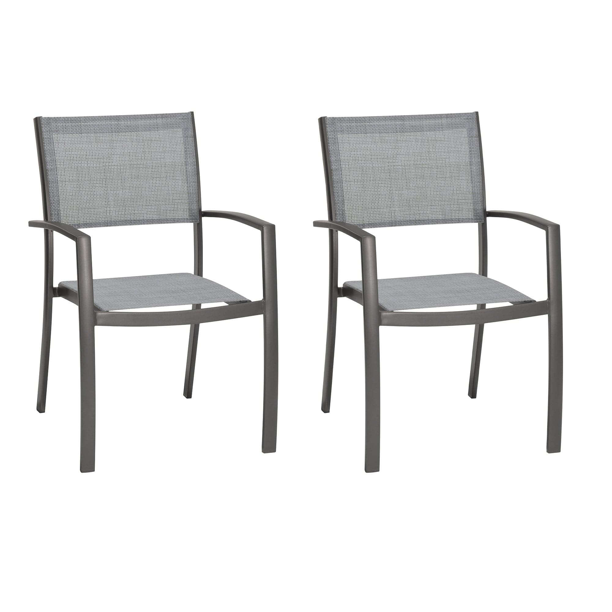 Armen Living Outdoor Dining Chairs Armen Living | Solana Outdoor Aluminum Arm Dining Chairs in Cosmos Grey Finish - Set of 2 | LCSLCHGR