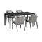 Armen Living Outdoor Dining Set Armen Living | Palma Outdoor Patio 5-Piece Dining Table Set in Aluminum and Wicker with Grey Cushions | SETODPA5DIBLGRY