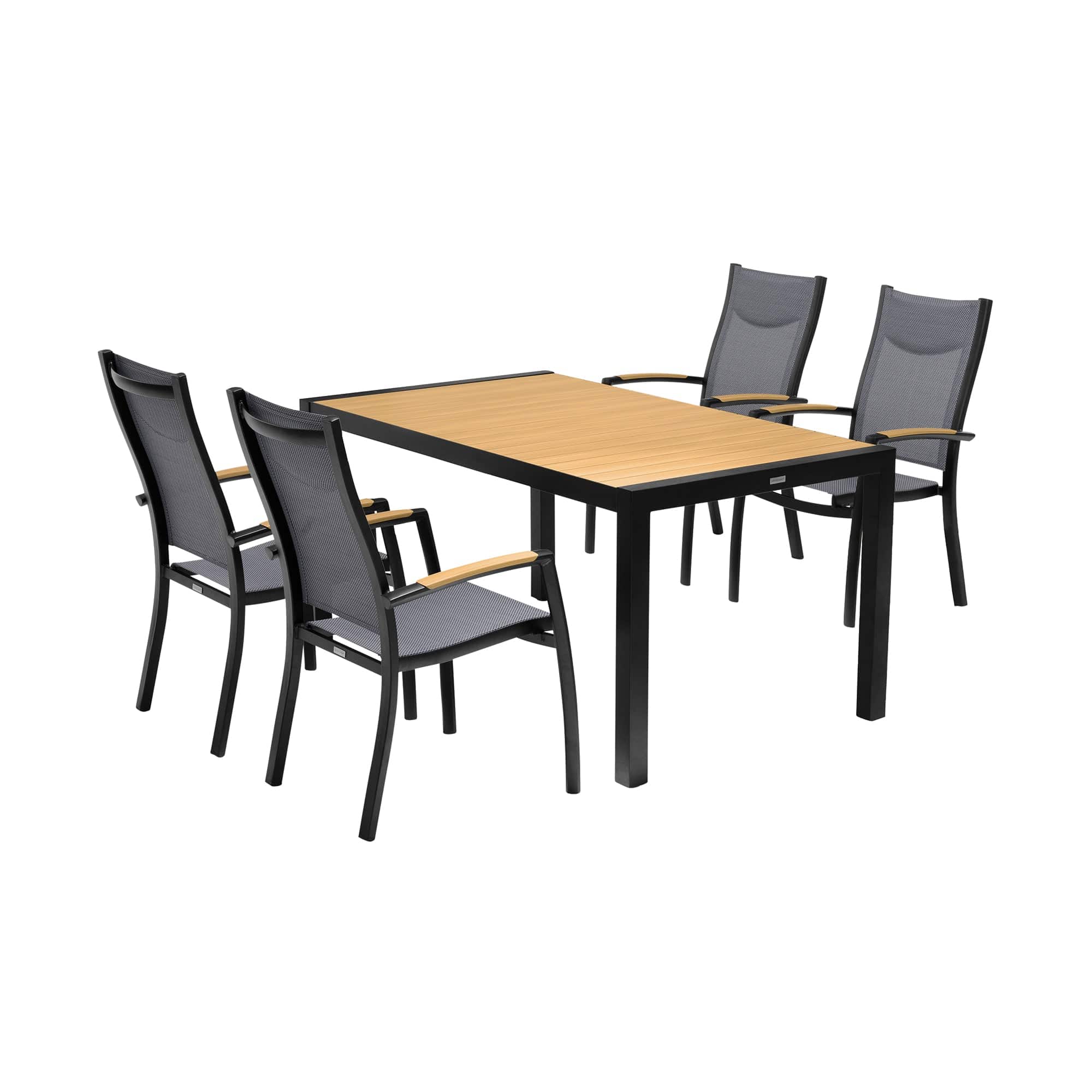 Armen Living Outdoor Dining Set Armen Living | Panama Outdoor 5 Piece Black Aluminum Dining Set | SETODDIPN5