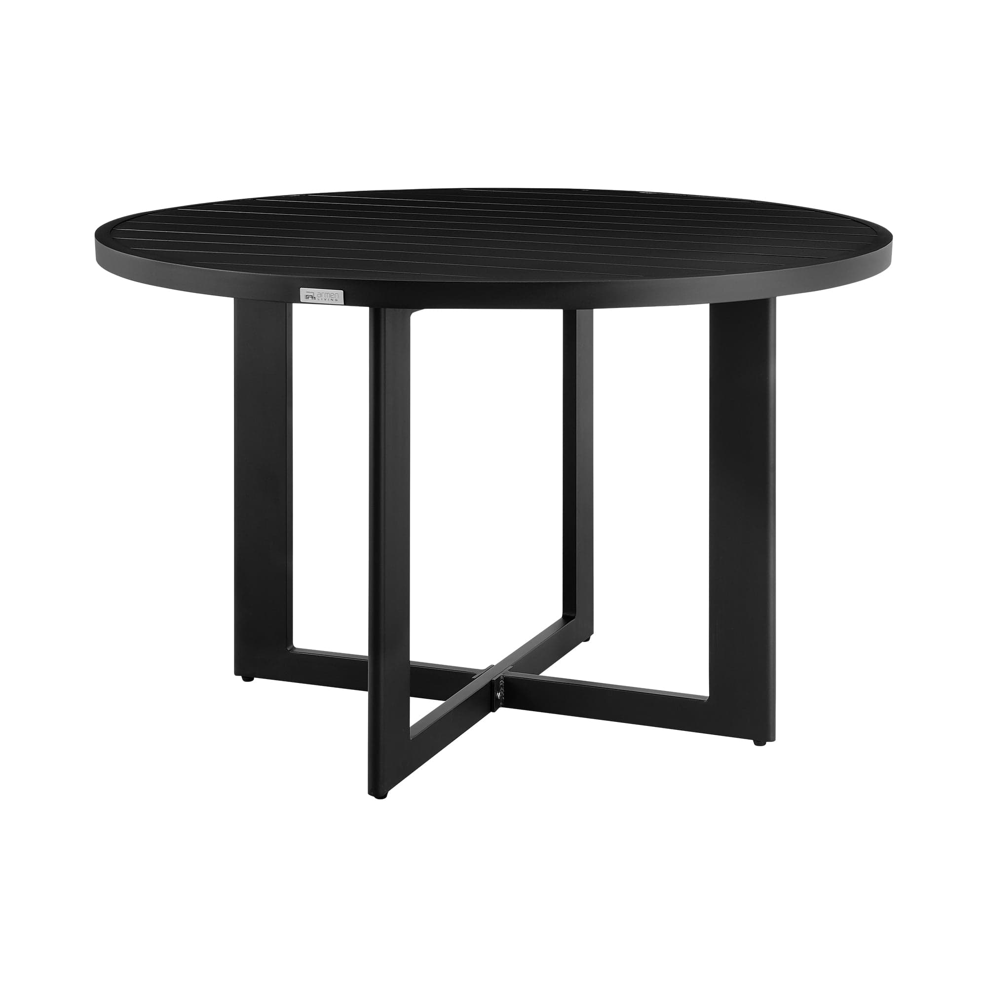 Armen Living Outdoor Dining Table Armen Living | Cayman Outdoor Patio Round Dining Table in Aluminum | LCCCDIRDBL