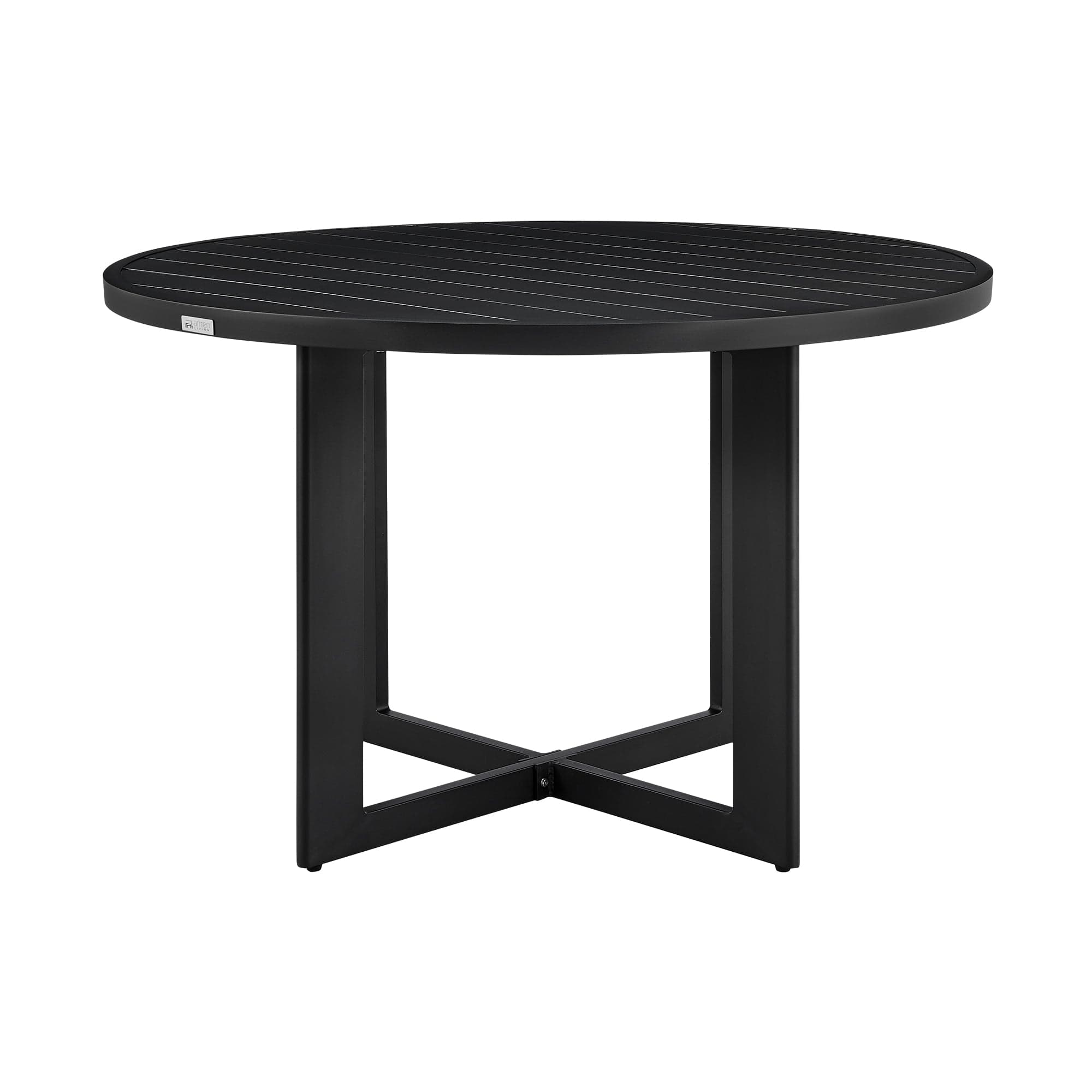 Armen Living Outdoor Dining Table Armen Living | Cayman Outdoor Patio Round Dining Table in Aluminum | LCCCDIRDBL
