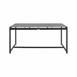 Armen Living Outdoor Dining Table Armen Living | Crown Black Aluminum and Teak Outdoor Dining Table with Stone Top | LCCRDIBL