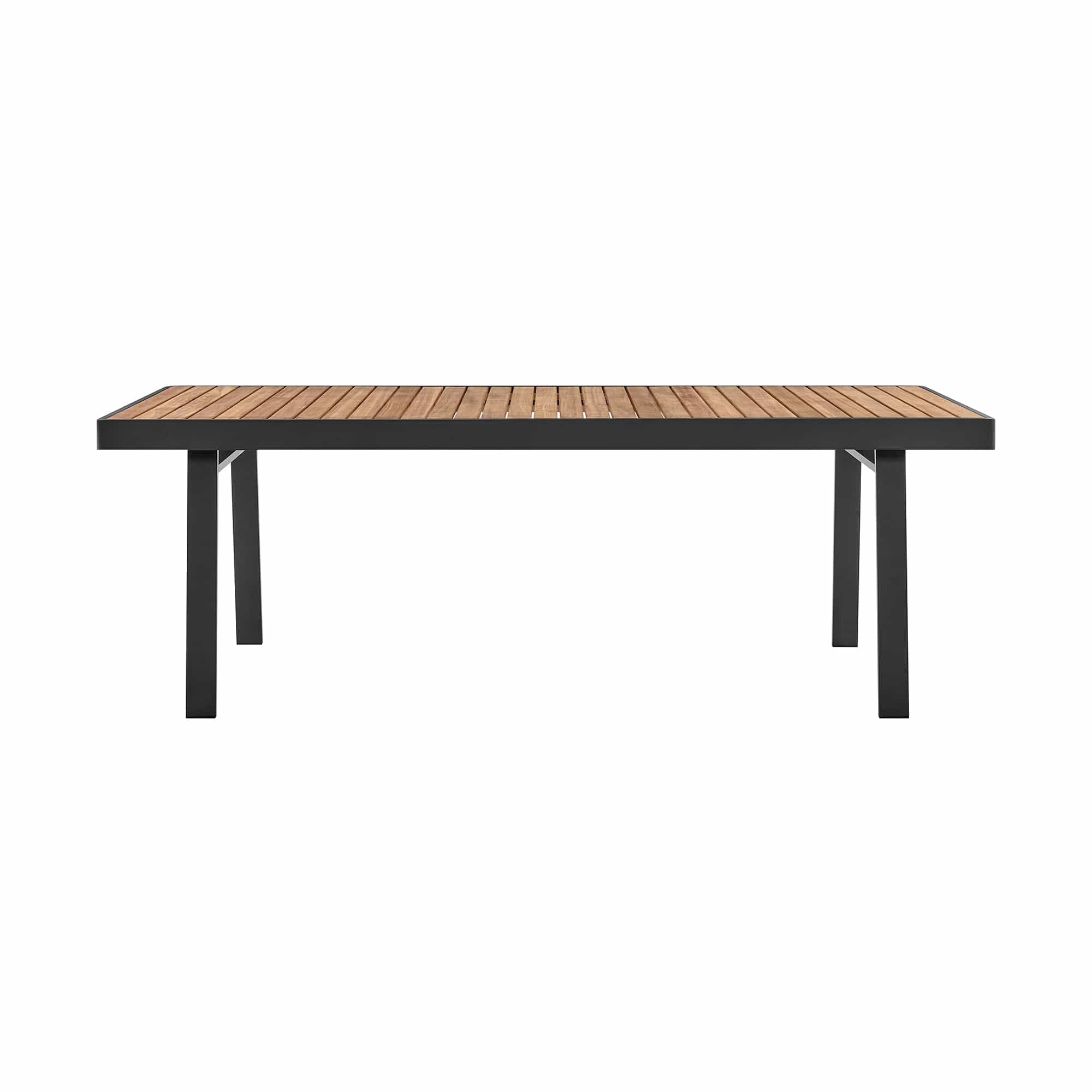 Armen Living Outdoor Dining Table Armen Living | Nofi Outdoor Patio Dining Table in Charcoal Finish with Teak Wood Top | LCNODIGR
