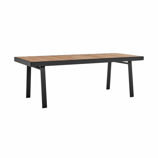 Armen Living Outdoor Dining Table Armen Living | Nofi Outdoor Patio Dining Table in Charcoal Finish with Teak Wood Top | LCNODIGR