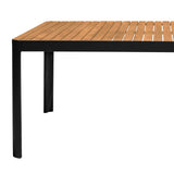 Armen Living Outdoor Dining Table Armen Living | Portals Outdoor Black Rectangle Teak Wood & Aluminum Dining Table | LCPDDITKDK