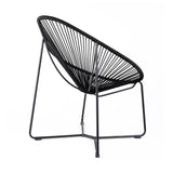 Armen Living Outdoor Lounge Chair Armen Living | Acapulco Indoor Outdoor Steel Papasan Lounge Chair with Black Rope | LCACSIBL