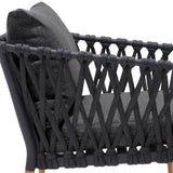 Armen Living Outdoor Lounge Chair Armen Living | Ipanema Outdoor Teak Wood and Rope Lounge Chair with Dark Grey Olefin | LCIPCHDGR
