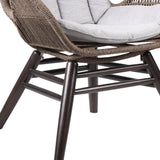 Armen Living Outdoor Lounge Chair Armen Living | King Indoor Outdoor Lounge Chair in Dark Eucalyptus Wood with Truffle Rope and Grey Cushion | LCKGCHTRU