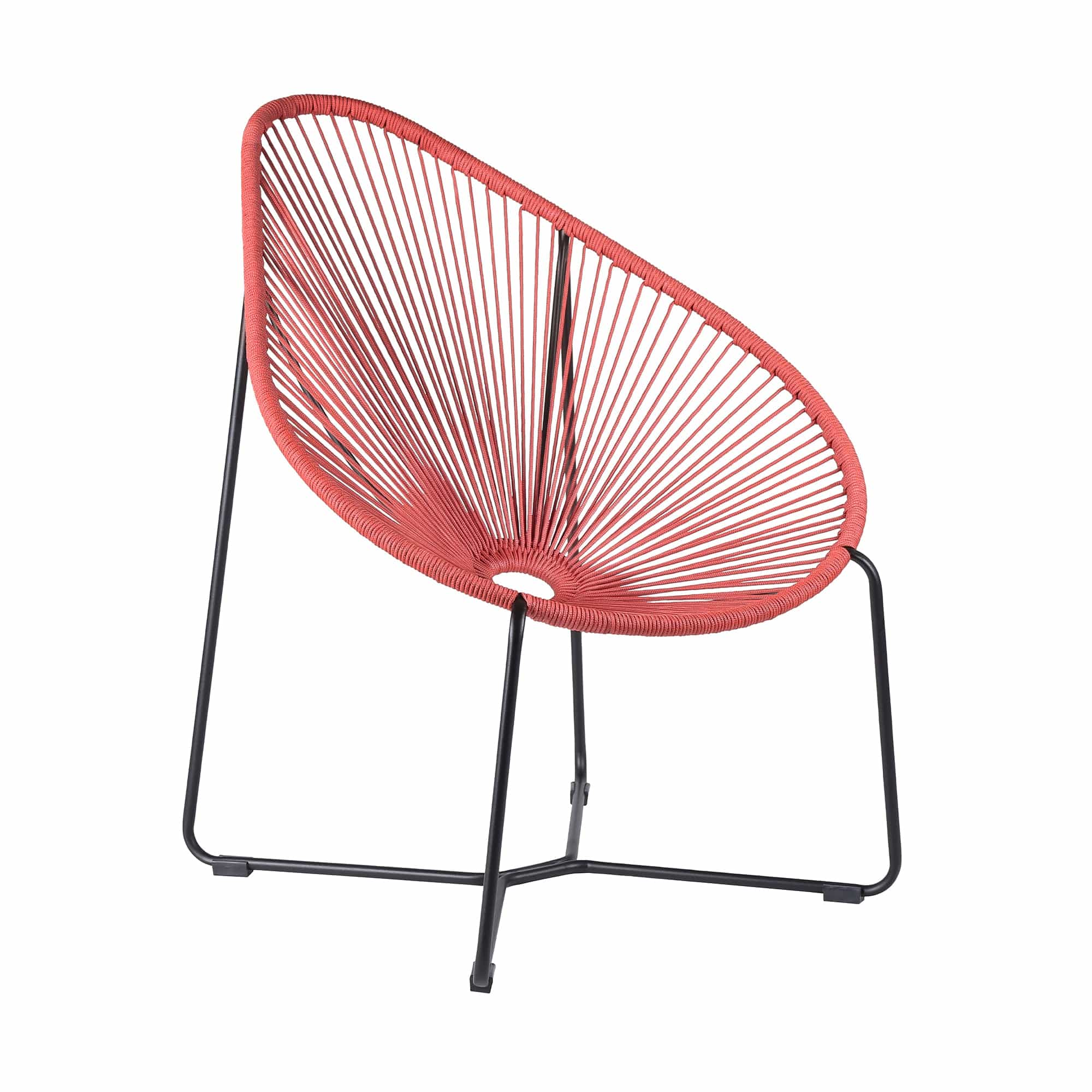 Armen Living Outdoor Lounge Chair Brick Red Armen Living | Acapulco Indoor Outdoor Steel Papasan Lounge Chair with Rope | LCACSI