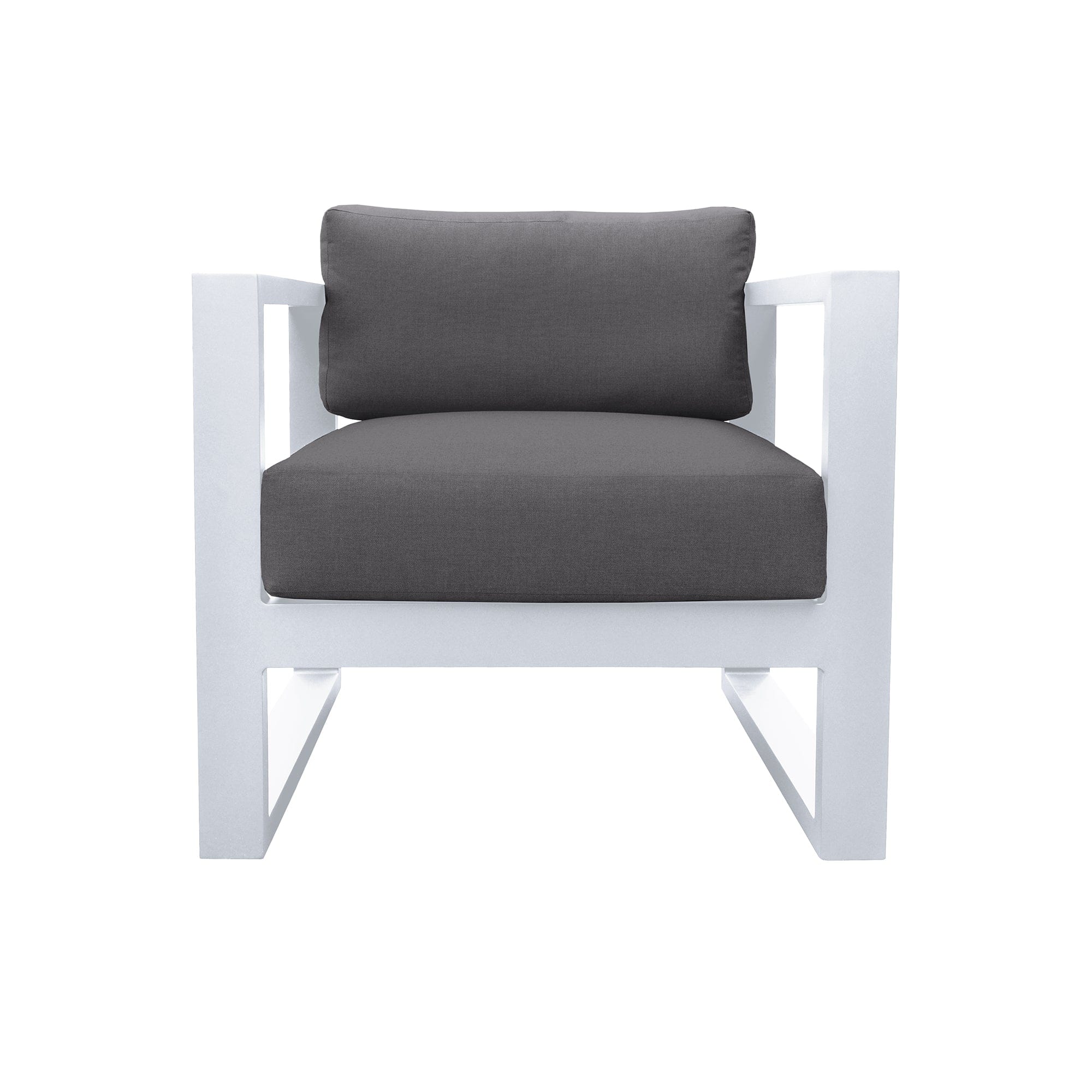 Armen Living Outdoor Set Armen Living | Aelani Outdoor 4 piece Set in White Finish and Charcoal Cushions | SETODAEWH