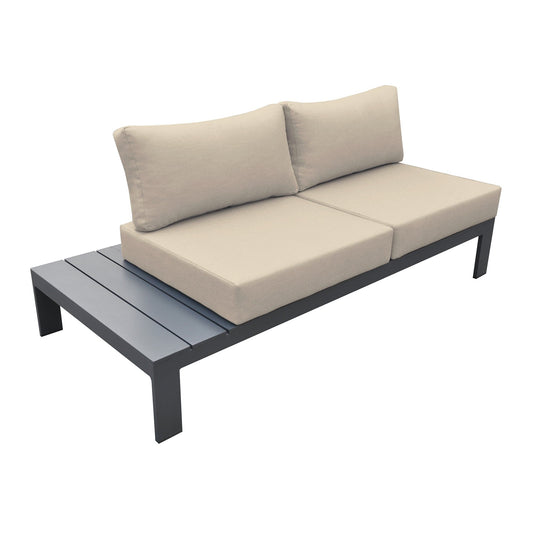 Armen Living Outdoor Set Armen Living | Razor Outdoor 4 piece Sectional set in Dark Grey Finish and Taupe Cushions | SETODRZTA