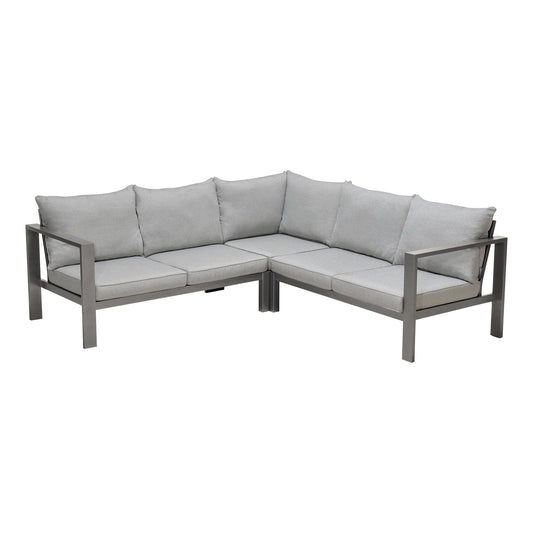 Armen Living Outdoor Set Armen Living | Solana Outdoor Sectional Set in Cosmos Finish with Grey Cushions and Coffee Table | SETODSLSE