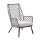 Armen Living Outdoor Side Chair Armen Living | Marco Indoor Outdoor Steel Lounge Chair with Grey Rope and Grey Cushion | LCMPCHGRY