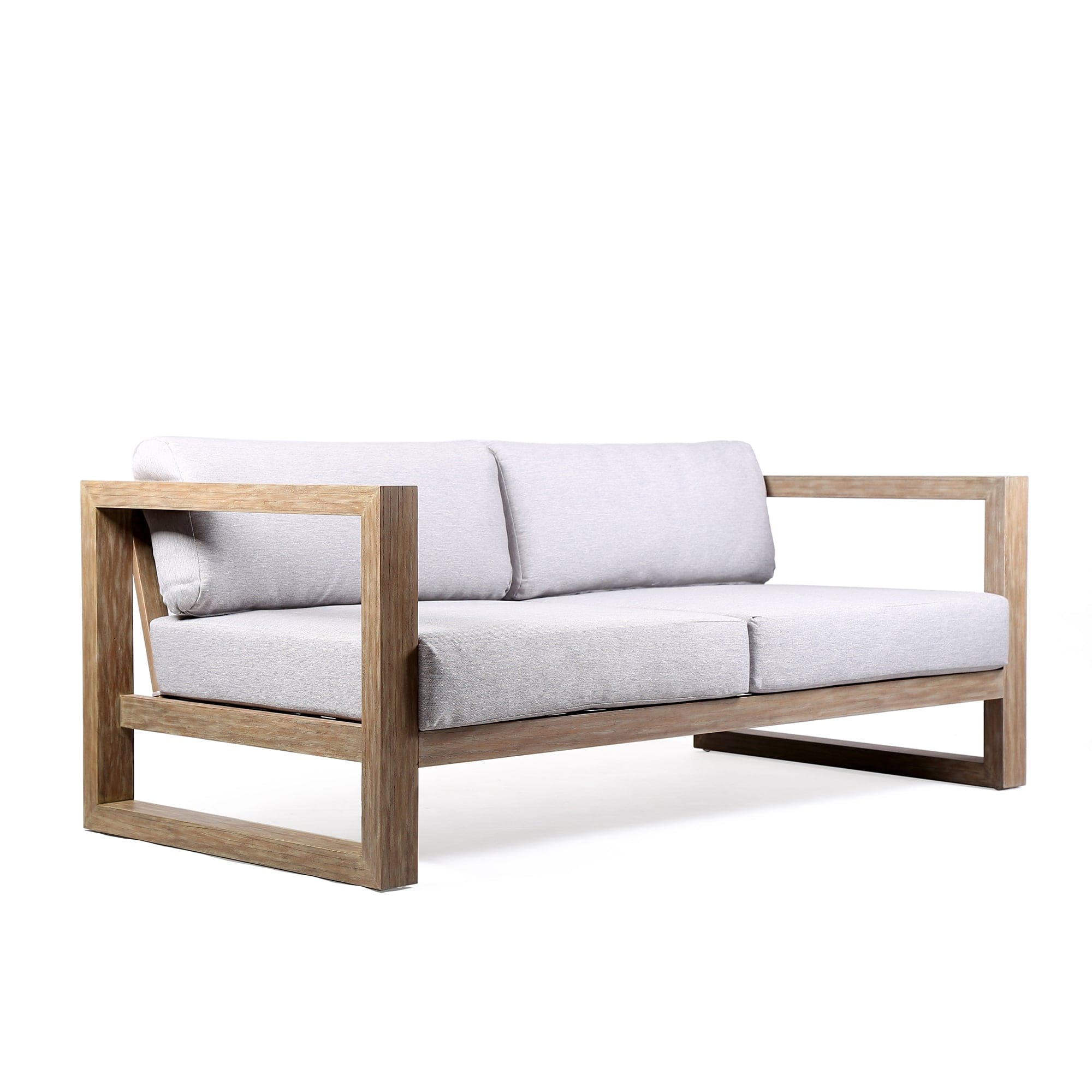 Armen Living Outdoor Sofa Armen Living | Paradise Outdoor Light Eucalyptus Wood Sofa with Grey Cushions | LCPRSOLALT