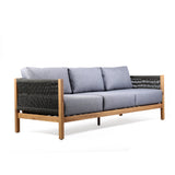 Armen Living Outdoor Sofa Armen Living | Sienna Outdoor Eucalyptus Sofa in Teak Finish with Grey Cushions | LCSISOWDTK