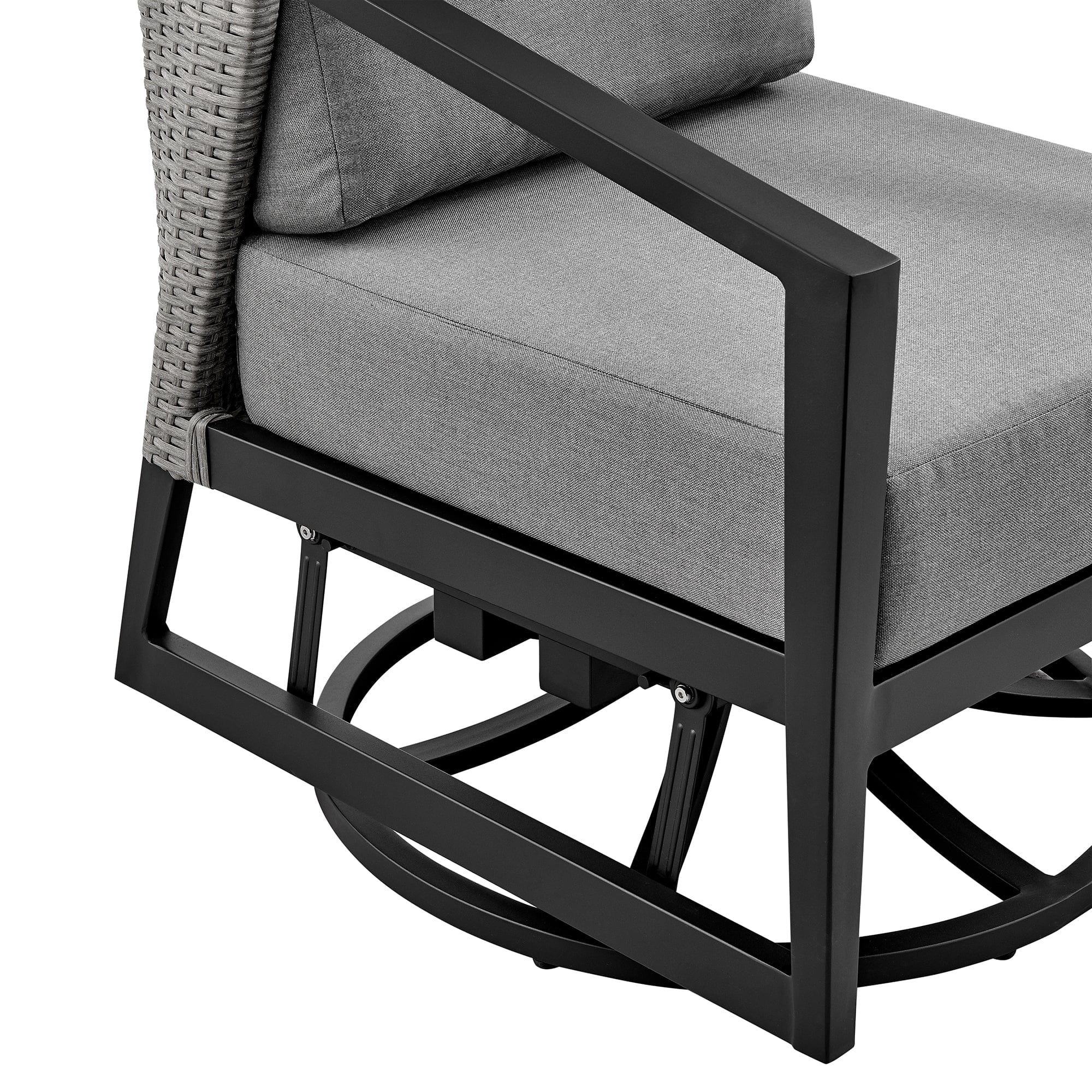 Armen Living Outdoor Swivel Chair Armen Living | Palma Outdoor Patio Swivel Lounge Chair in Aluminum with Grey Cushions | LCPFSWCHGR