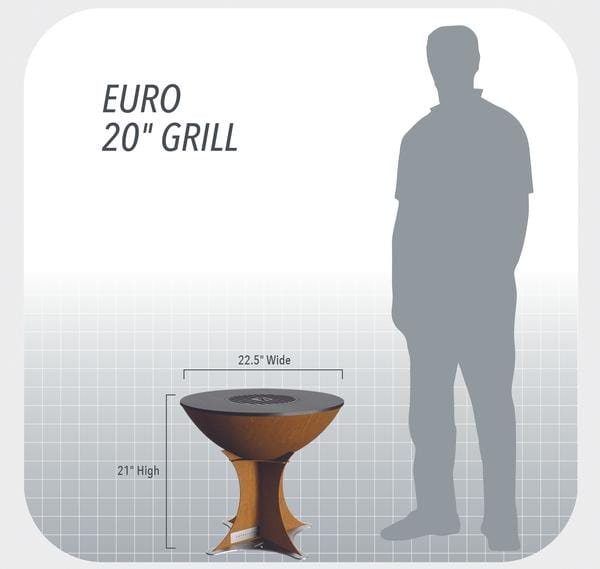 Arteflame Arteflame Classic 20 inches Outdoor Grill, Tall Euro Base. Wood Fire Pit Bowl. 2 in 1. AF20EUROHBSET