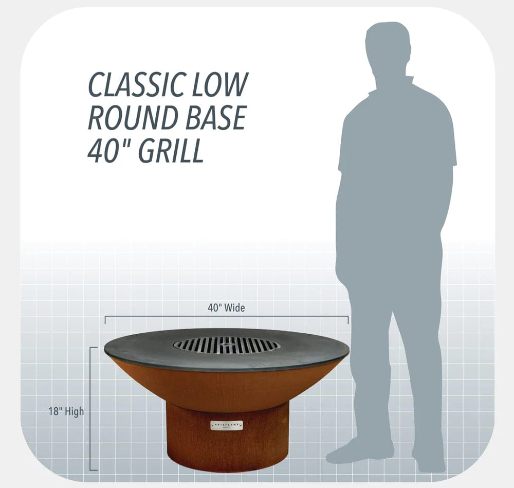 Arteflame Wood Burning Grill BLACK LABEL ARTEFLAME CLASSIC 40" GRILL LOW ROUND BASE