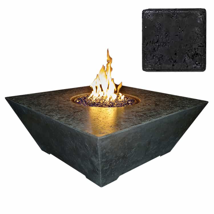 Athena Fire Pit Black / Propane Grand Canyon Gas Logs - Olympus Square Fire Table - 48"x48"x18" - Natural Gas or Propane - [OSQRFT-484818]