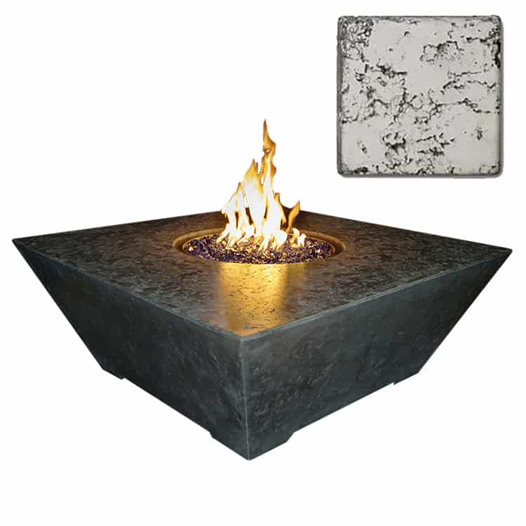 Athena Fire Pit Bone / Propane Grand Canyon Gas Logs - Olympus Square Fire Table - 48"x48"x18" - Natural Gas or Propane - [OSQRFT-484818]