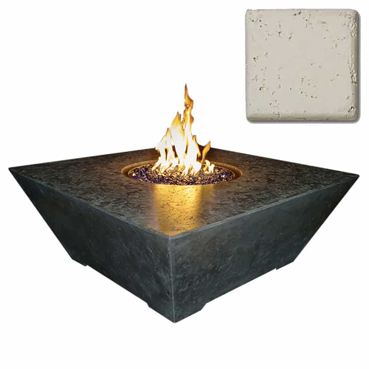 Athena Fire Pit Cream / Propane Grand Canyon Gas Logs - Olympus Square Fire Table - 48"x48"x18" - Natural Gas or Propane - [OSQRFT-484818]