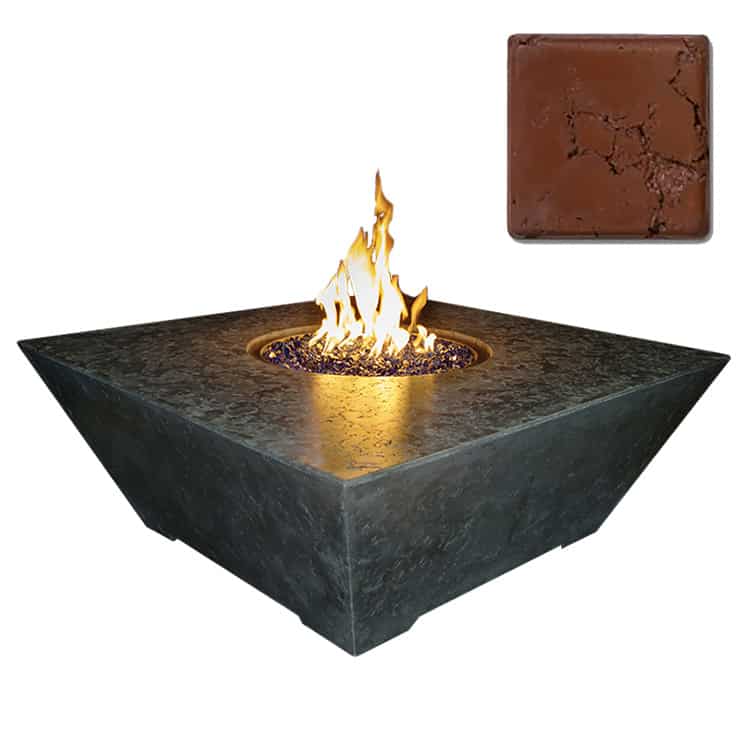 Athena Fire Pit Rust / Propane Grand Canyon Gas Logs - Olympus Square Fire Table - 48"x48"x18" - Natural Gas or Propane - [OSQRFT-484818]