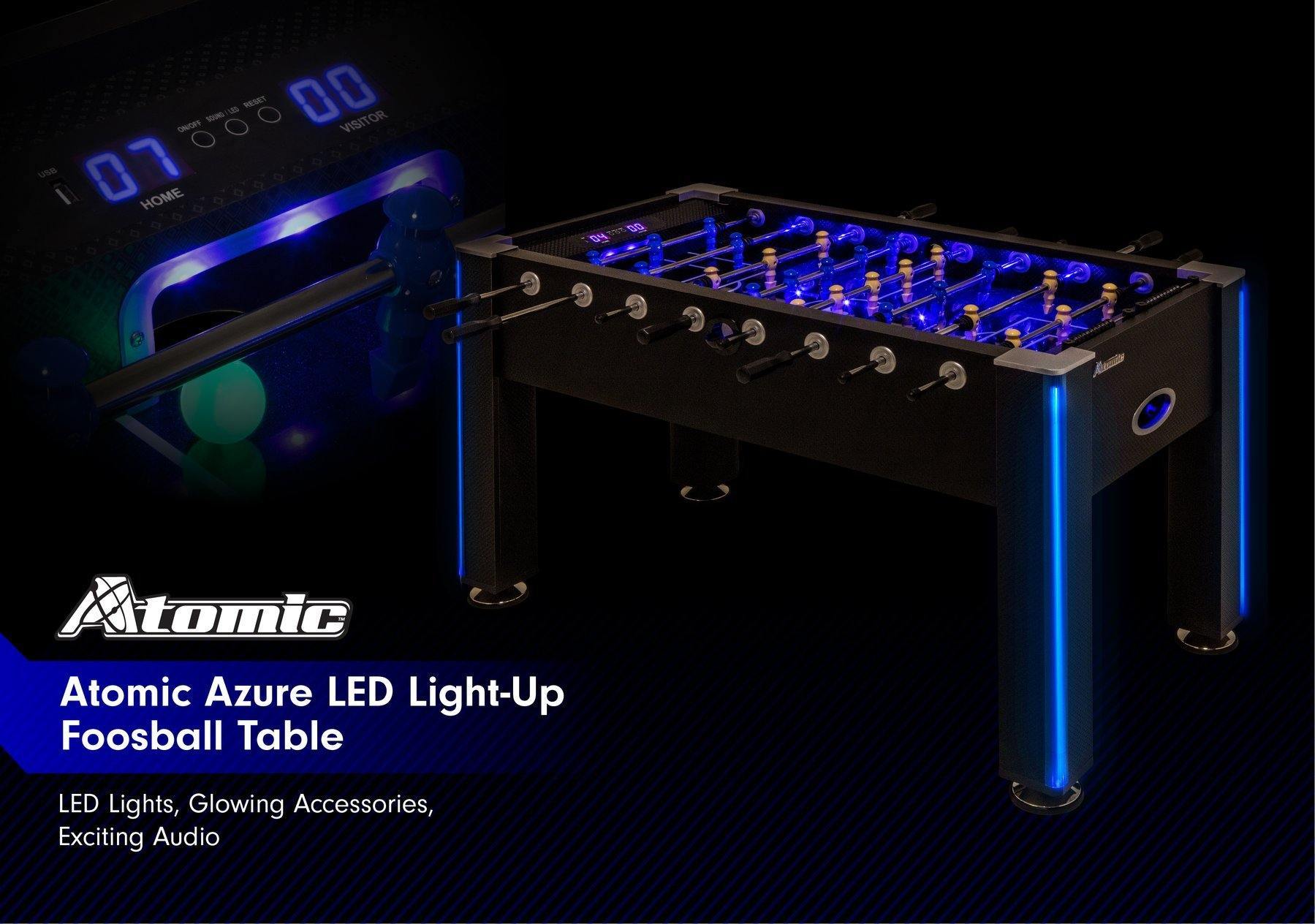 Atomic Gameroom ATOMIC - 58" Azure LED Light UP Foosball Table - G01344W