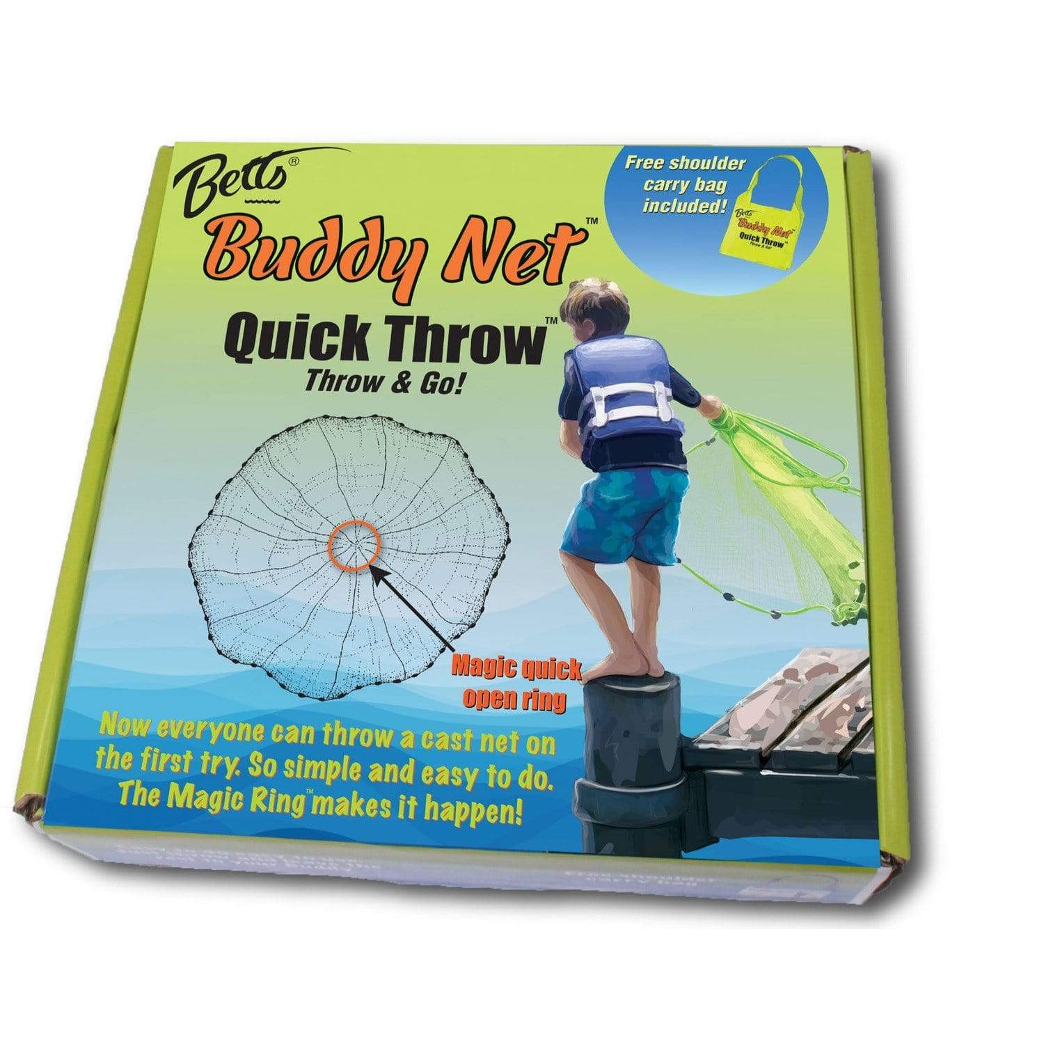 Betts Fishing : Nets Betts Buddy Quick Throw Net 4ft 0.375in mesh Chartreuse