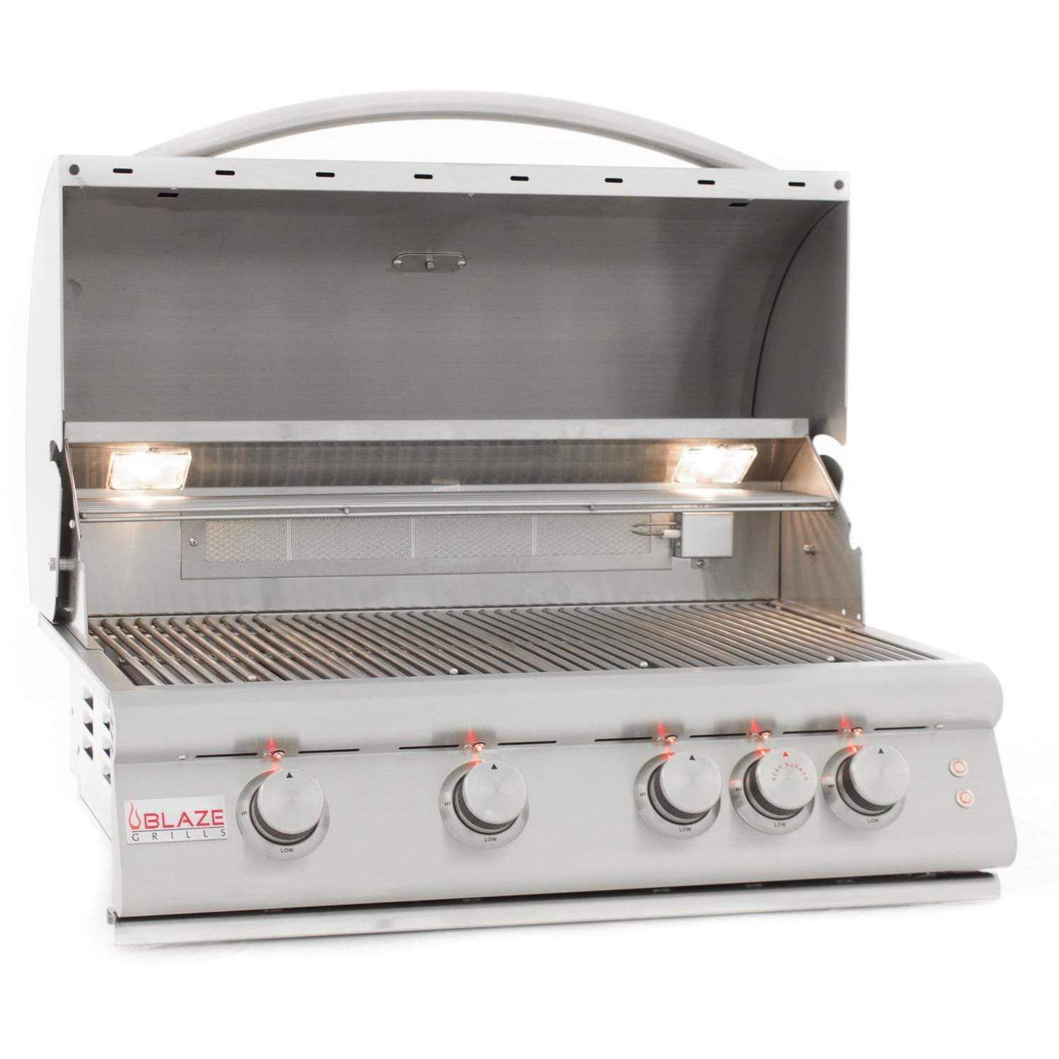 Blaze Gas Grill 32" 4 Burner with Red knob Lights and Interior Lights