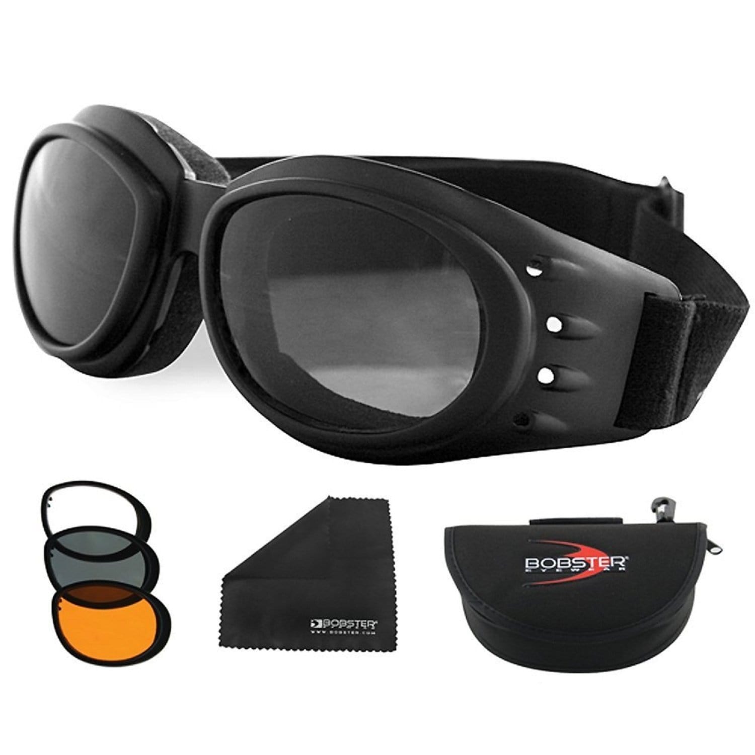 Bobster Apparel : Eyewear - Sunglasses Bobster Cruiser 2 Interchange Goggle Black Frame 3 Lenses