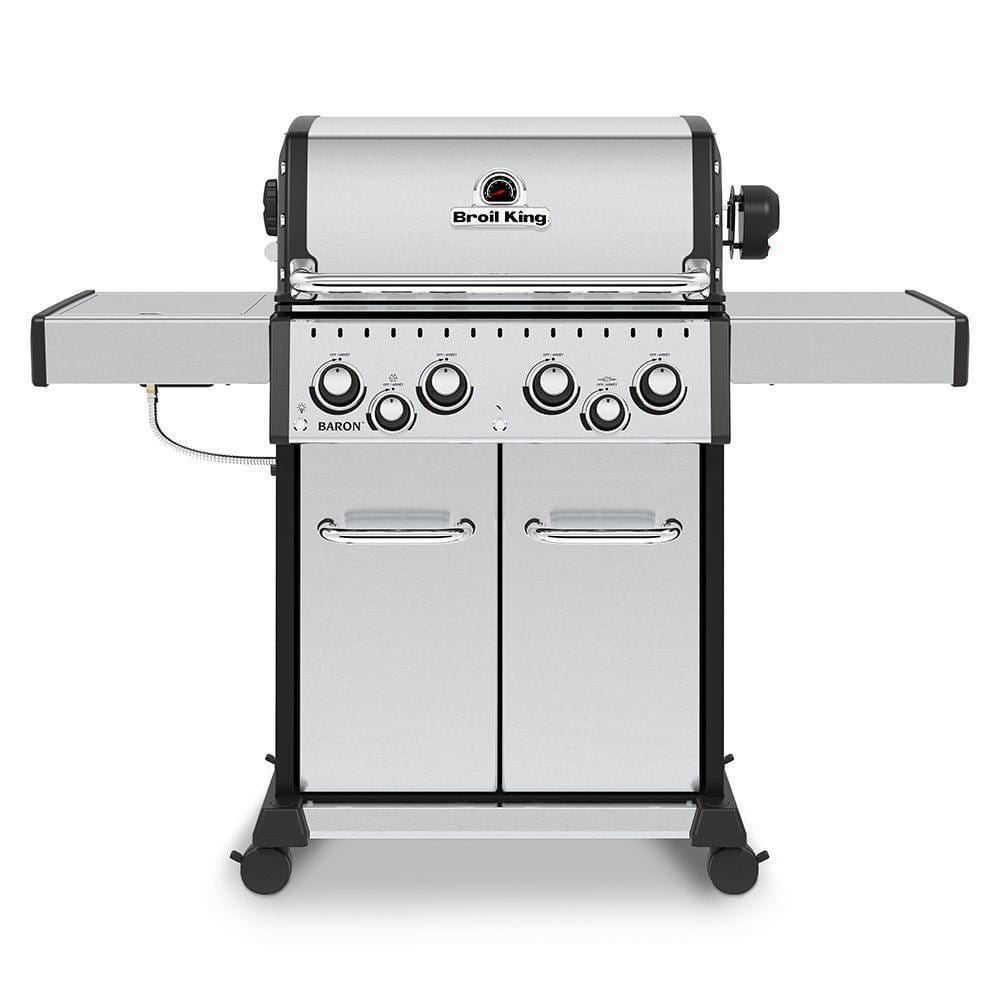 Broil King Freestanding Grill Broil King BR-S490 Baron S490 Pro Stainless Steel Infrared 4-Burner c with Rotisserie and Side Burner, 57-Inches