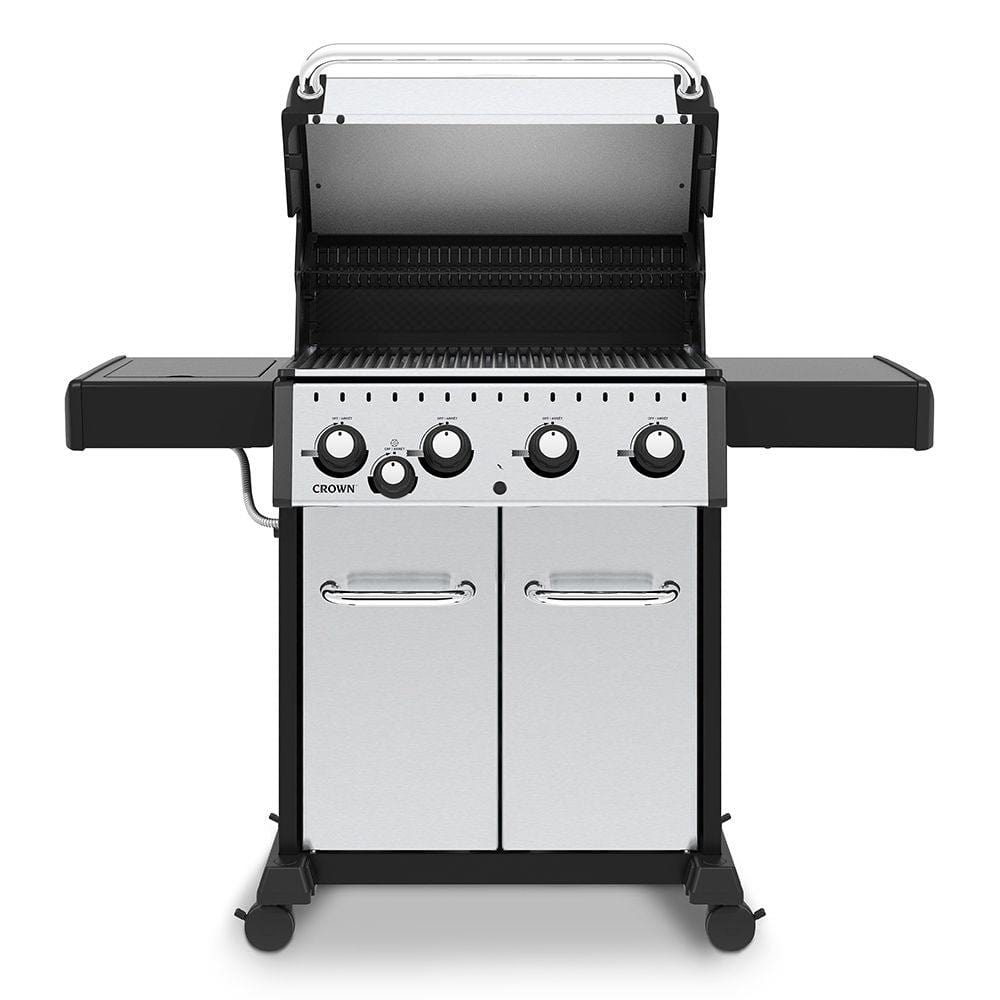 Broil King Freestanding Grill Broil King CRN-S440 Crown S440 Stainless Steel 4-Burner Gas Grill Side Burner, 57-Inches
