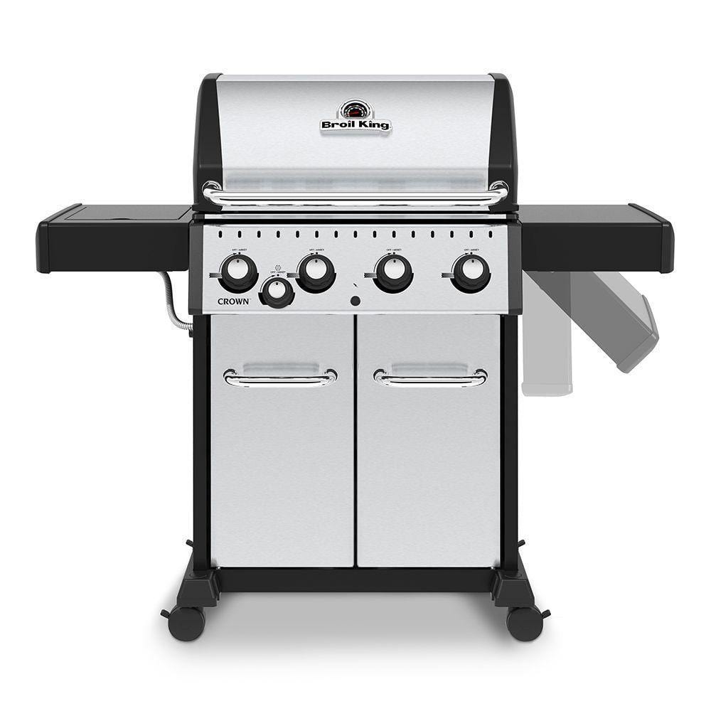 Broil King Freestanding Grill Broil King CRN-S440 Crown S440 Stainless Steel 4-Burner Gas Grill Side Burner, 57-Inches